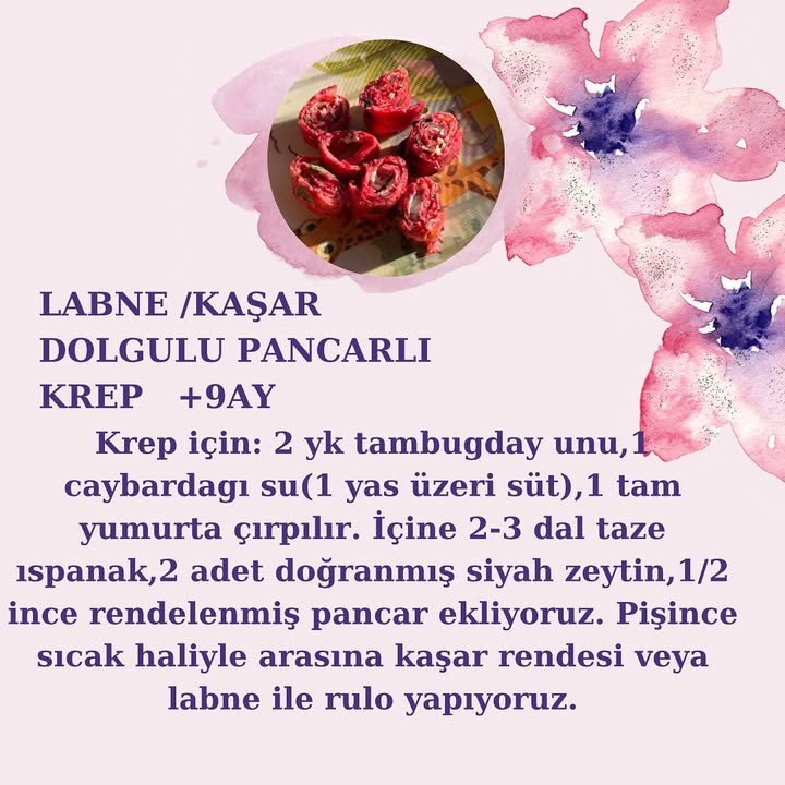 Labne / Kaşar Dolgulu Pancarlı Krep (+9 ay)