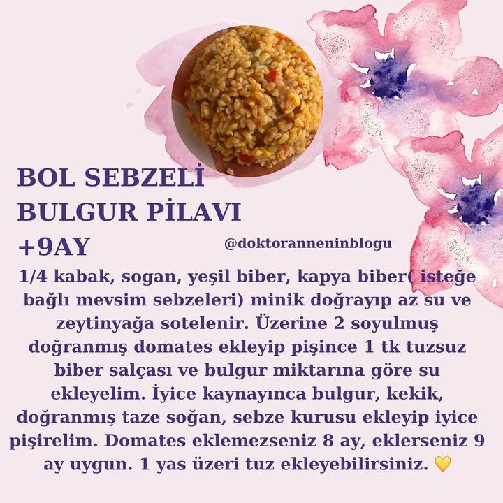 Bol Sebzeli Bulgur Pilavı (+9 ay)