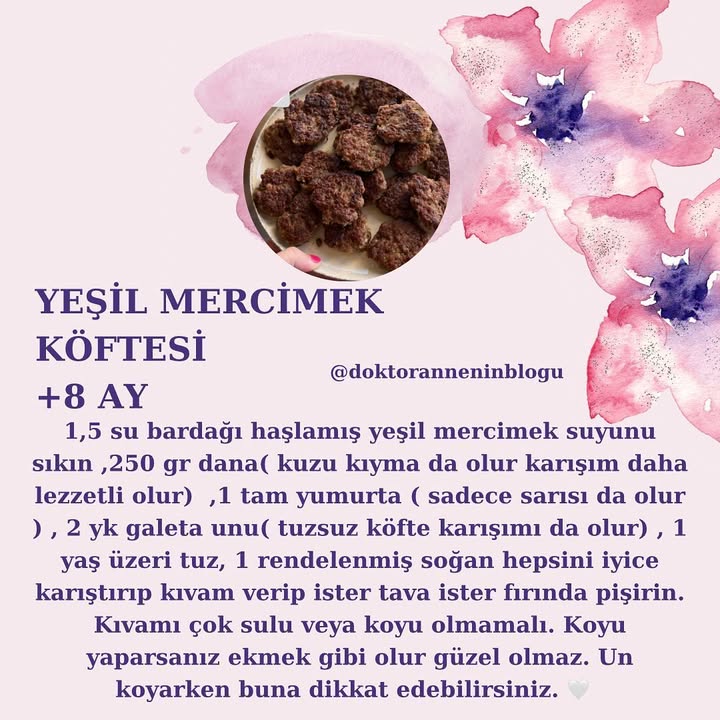 Yeşil Mercimek Köftesi (+8 ay)