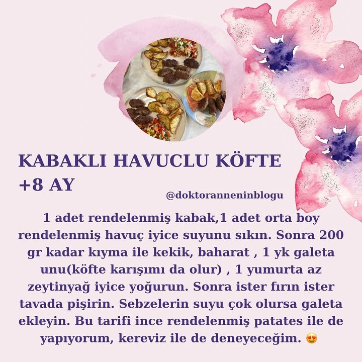 Kabaklı Havuçlu Köfte (+8 ay)